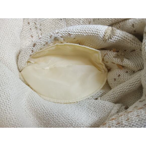 Beldoch Popper Sweater Mock Women's Medium VTG Embroidered Knit Floral Cream - Picture 8 of 16